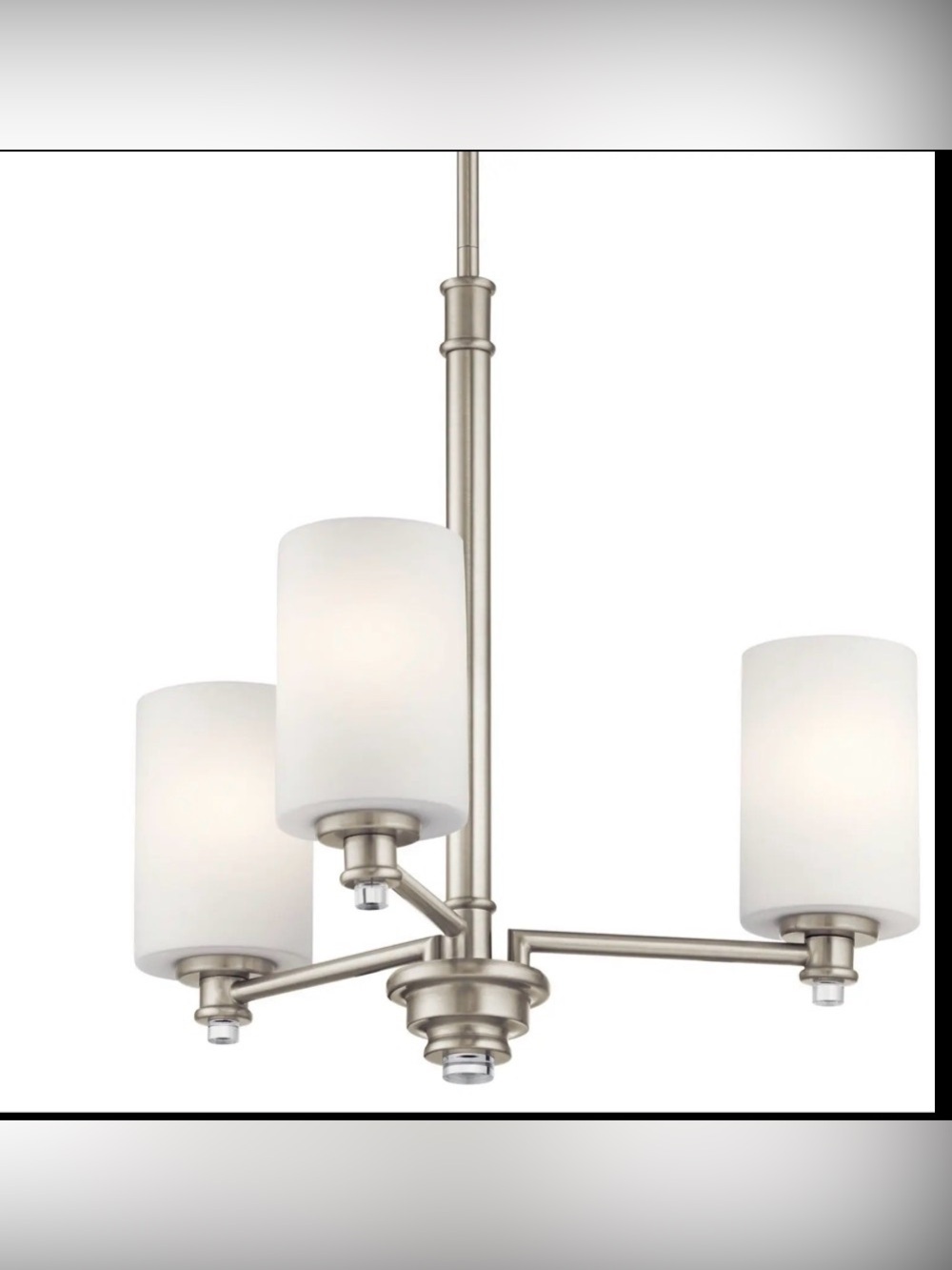 Kichler Joelson 3-Light Brushed Nickel Chandelier Satin Etched Cased Opal Glass